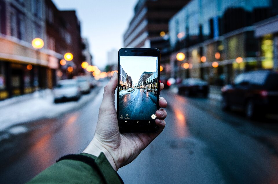 Smartphone taking a picture