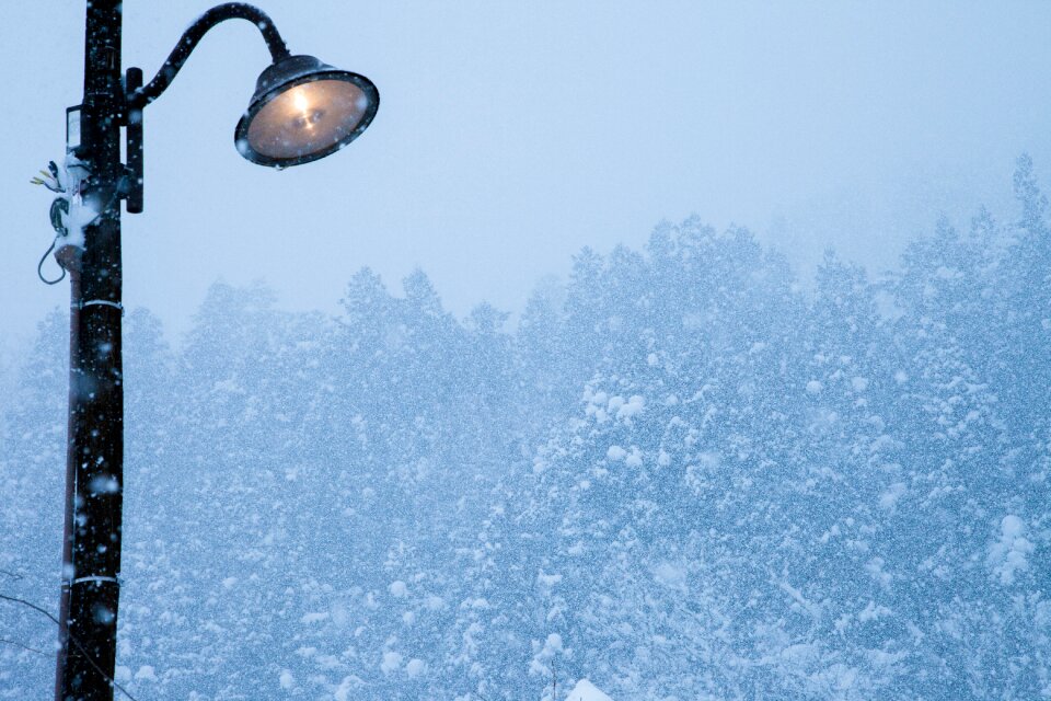 Snow winter streetlight