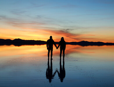 Sunset couple sea photo