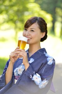 Woman girl beer yukata