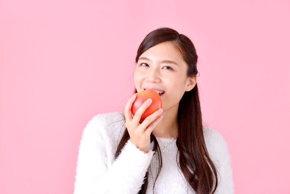 Woman girl eating apple
