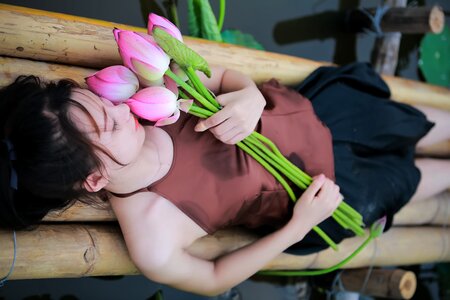 Woman girl lotus