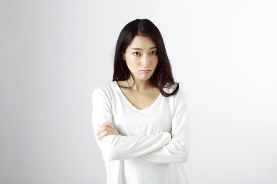 Woman girl portrait angry