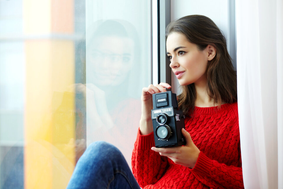 Woman girl portrait camera photo