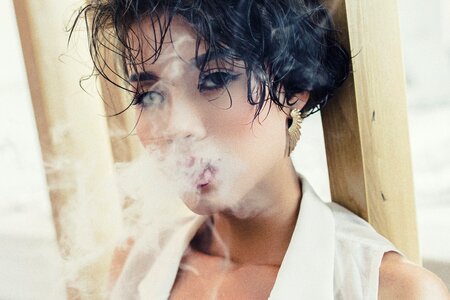 Woman girl portrait smoking
