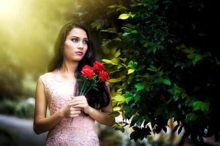 Woman girl rose