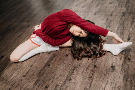 Woman girl stretching photo