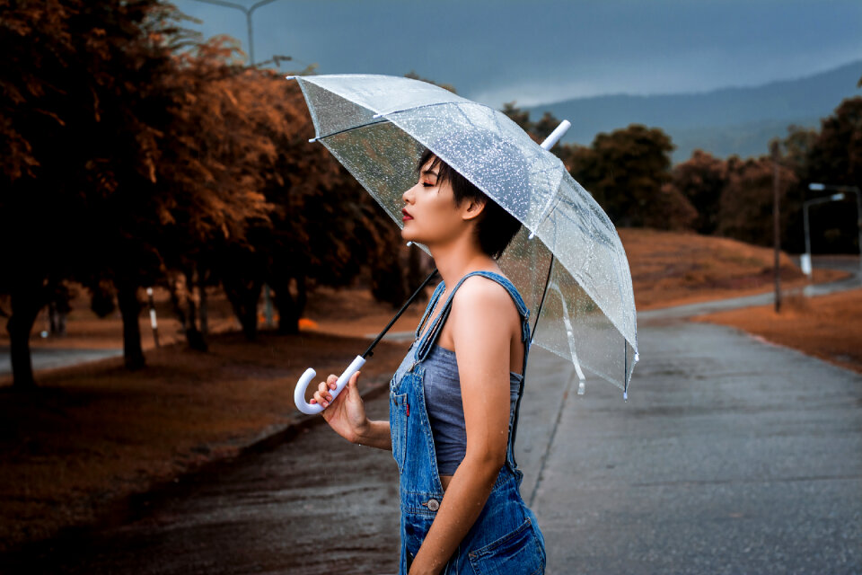 Woman girl umbrella