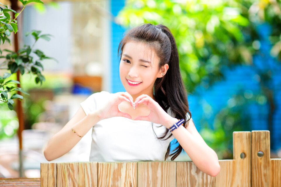 Woman girl wink heart