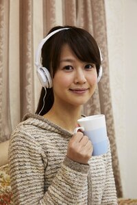 Woman headphones music
