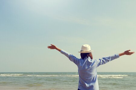 Woman joy sea photo