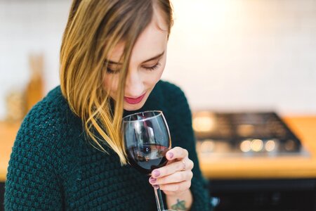 Woman wine glass photo