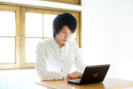 Man portrait laptop computer