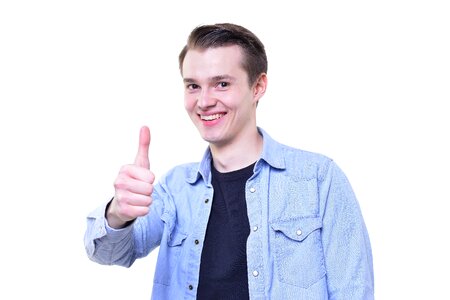 Man portrait thumbs up