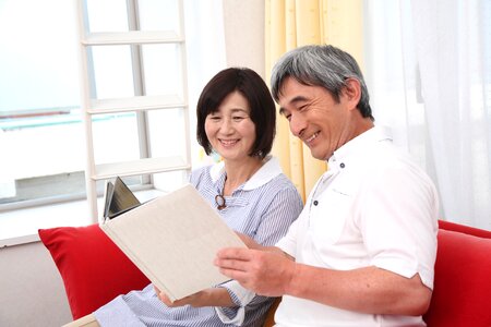 Old couple photo album