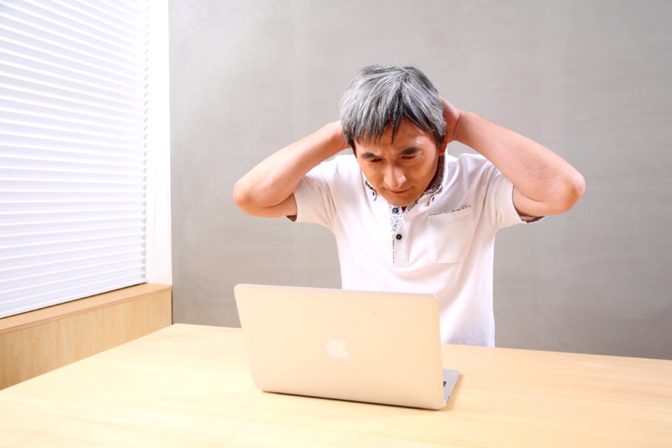 Old man laptop computer