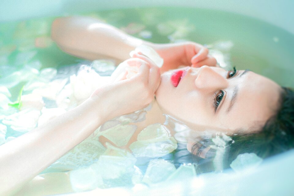 Woman bath petal photo