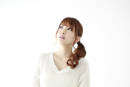 Woman girl look up