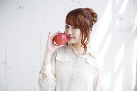 Woman girl portrait apple