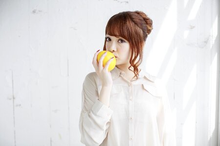 Woman girl portrait grapefruit