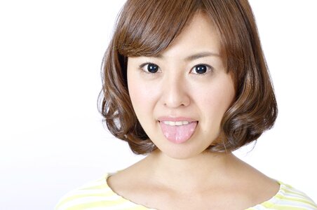 Woman girl portrait tongue photo