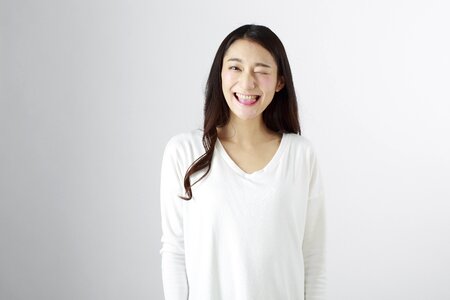 Woman girl portrait wink