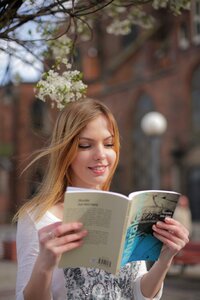Woman girl reading book