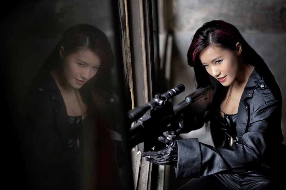 Woman girl sniper rifle
