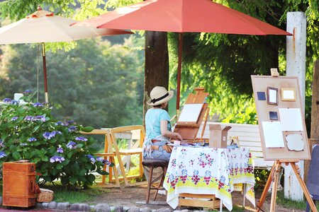 Woman painting drawing