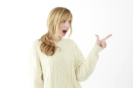 Woman girl pointing finger