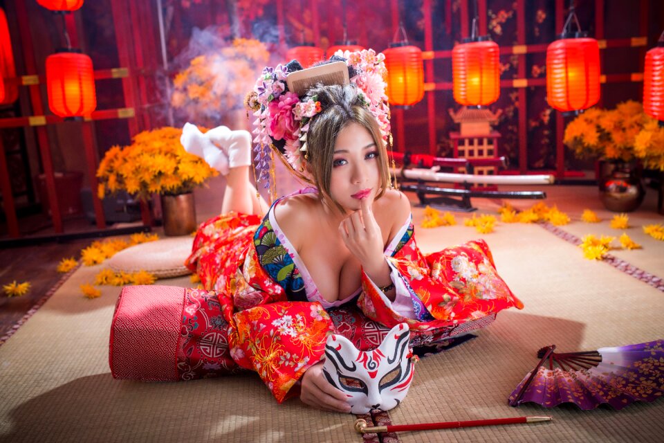 Oiran woman girl portrait