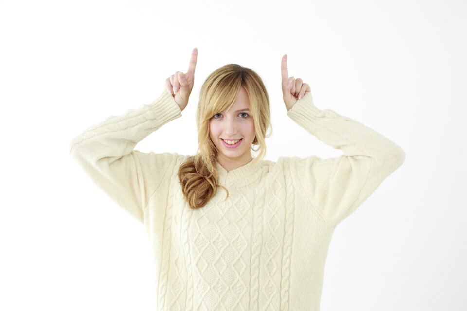 Woman girl pointing finger