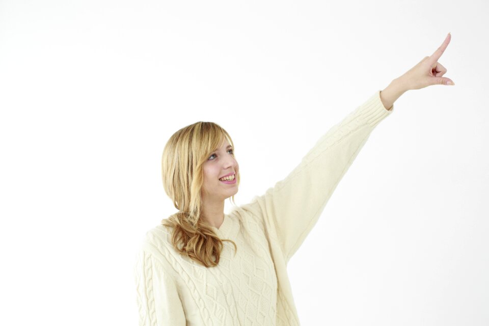 Woman girl pointing finger