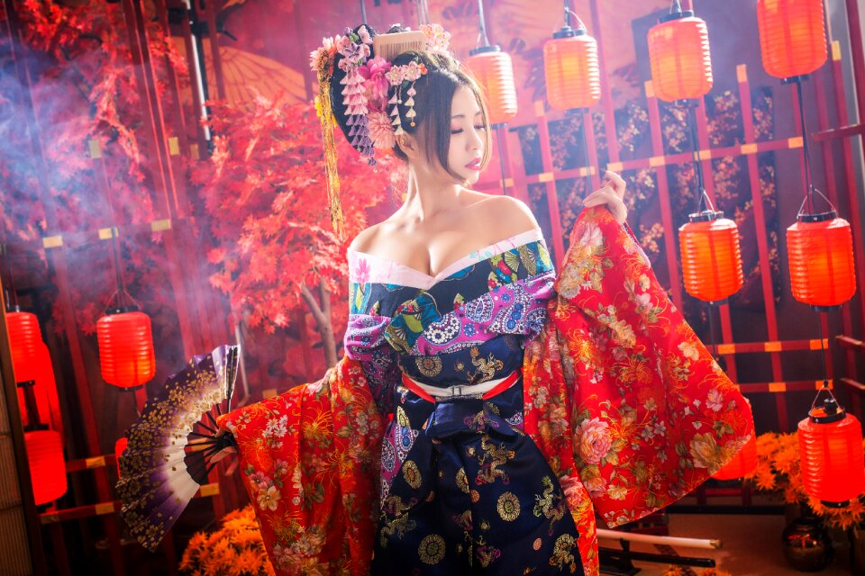 Oiran woman girl portrait