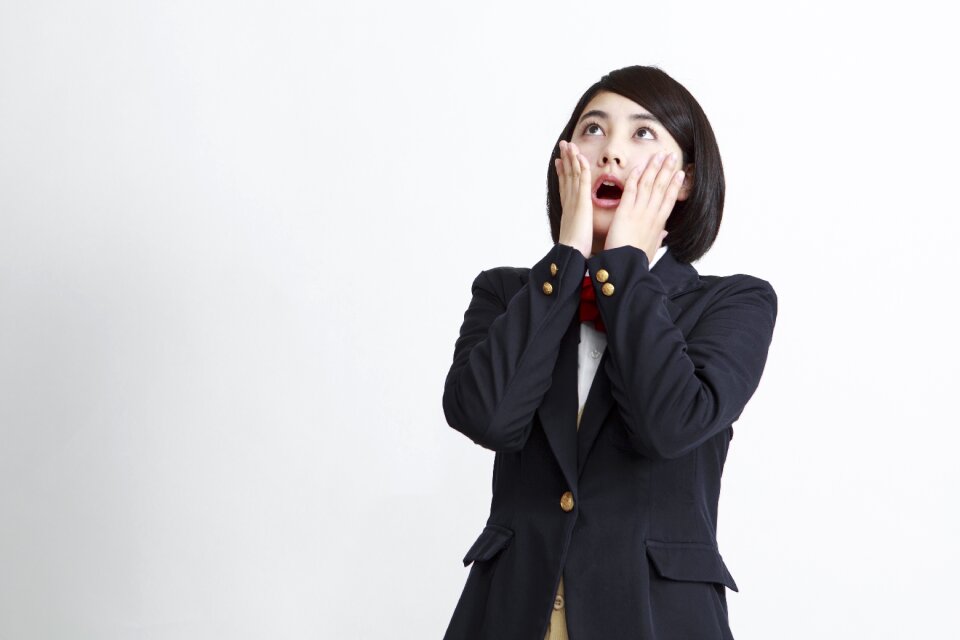 Female student surprised