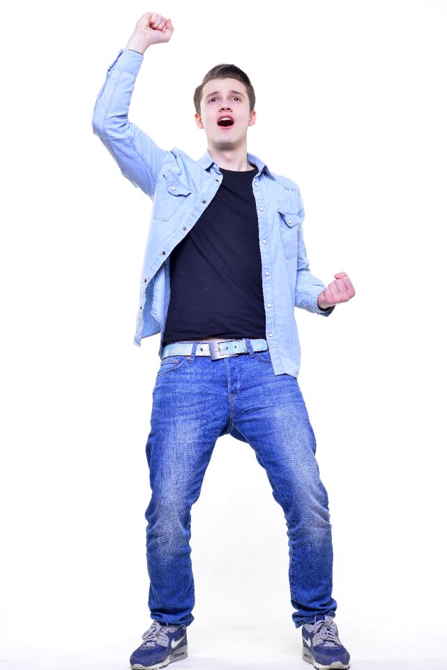 Man portrait fist pump