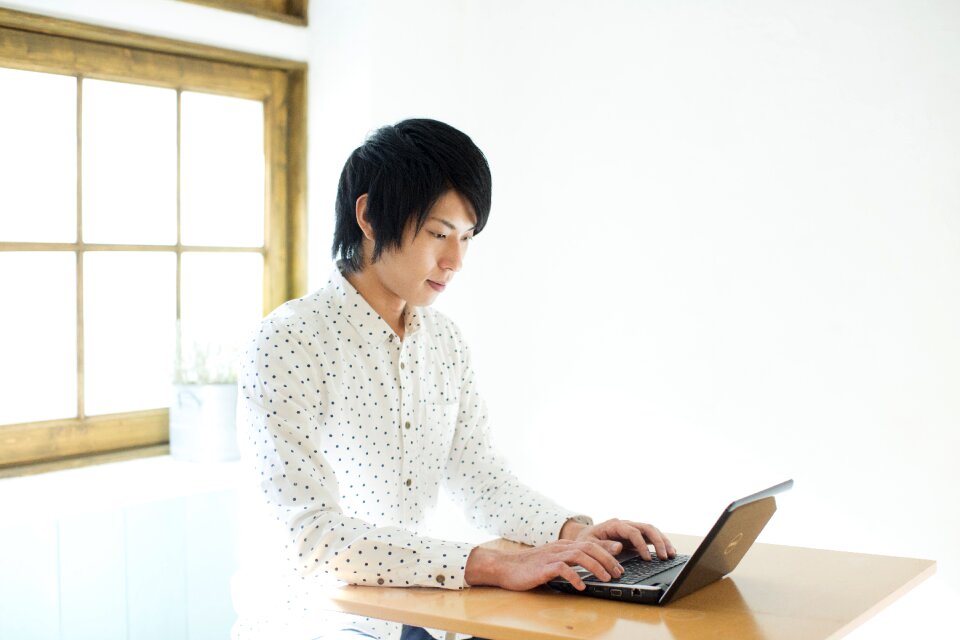 Man portrait laptop computer