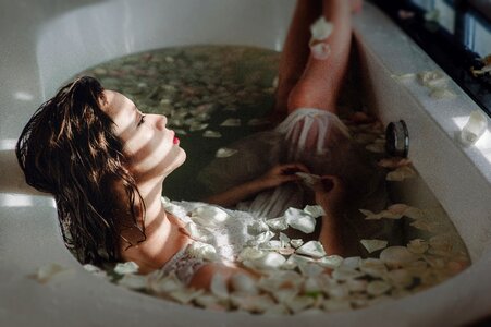 Woman bath petal photo