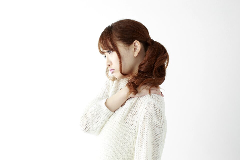 Woman girl neck tension