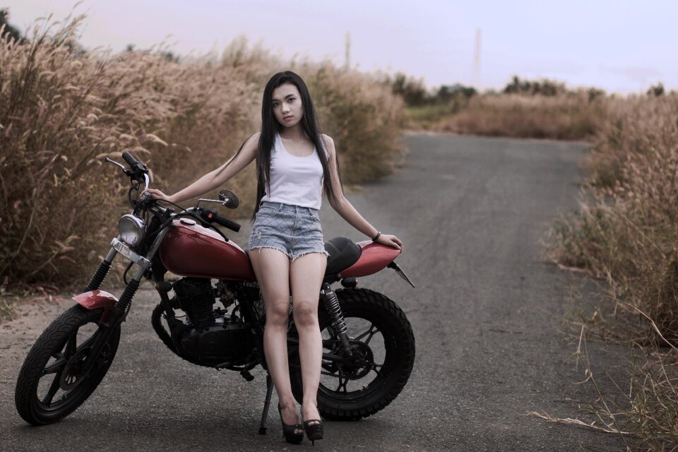 Woman girl portrait bike
