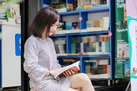 Woman girl reading book
