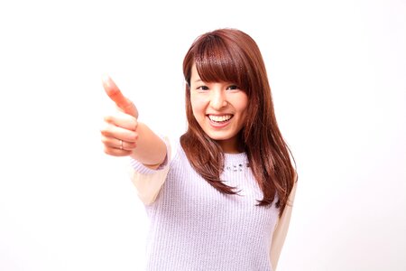 Woman girl thumbs up