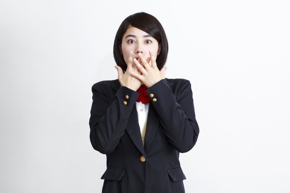 Female student surprised