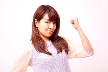 Woman girl fist pump photo