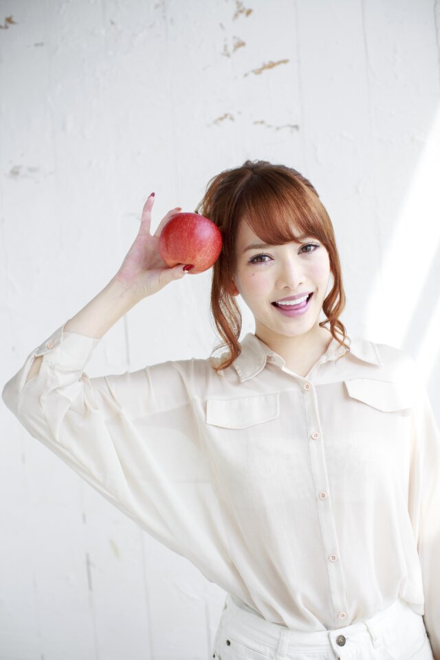 Woman girl portrait apple