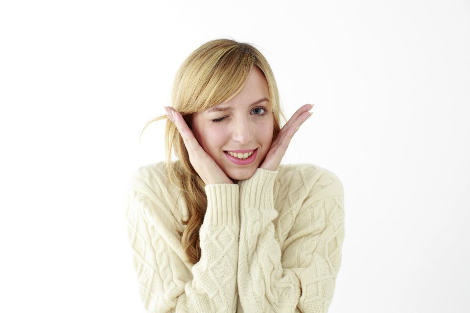 Woman girl portrait wink