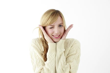 Woman girl portrait wink