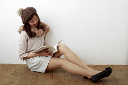 Woman girl reading book photo