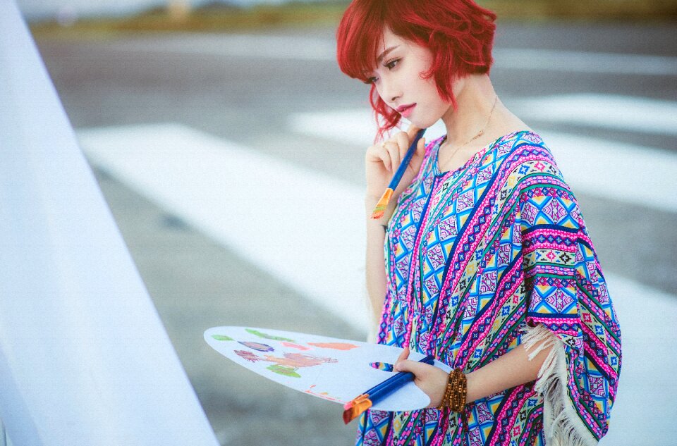 Woman girl portrait painting