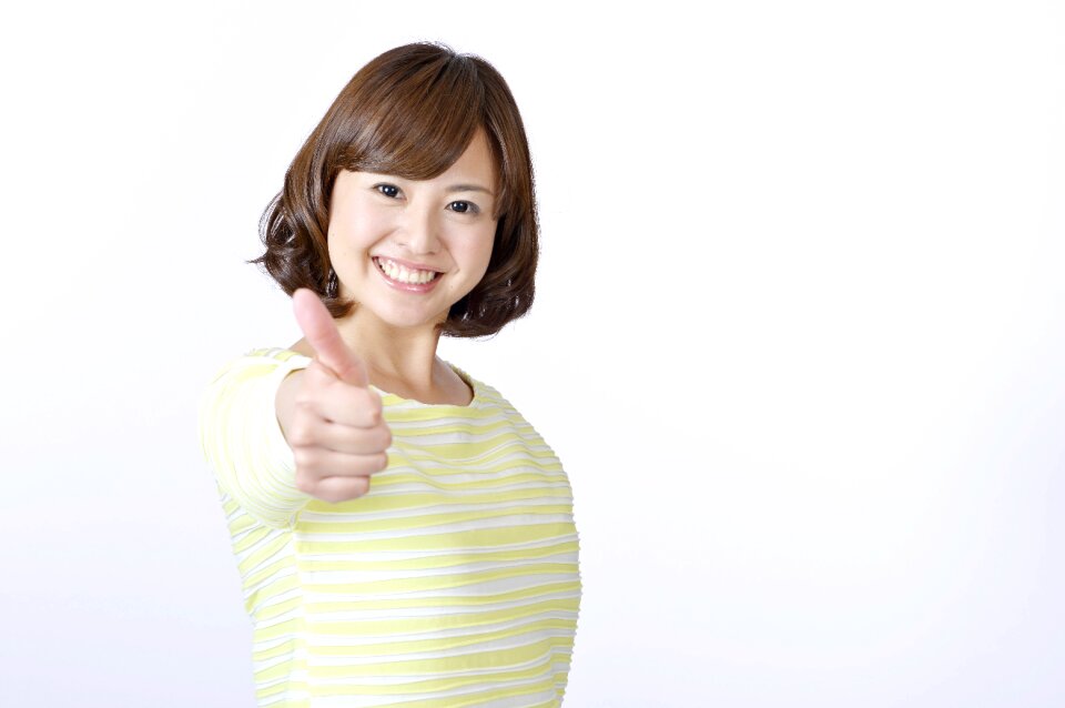 Woman girl thumbs up